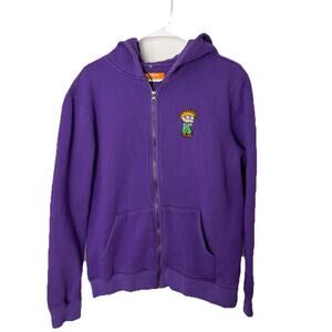 Rugrats Chuckie Zip Hoodie Purple Nickelodeon Men’s M Embroidered